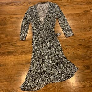 Navy and teal wrap dress